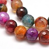 Dyed Natural Agate Faceted Round Beads Strands G-E268-22-2