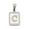 304 Stainless Steel Pave Natural White Shell Pendants STAS-S130-03P-C-1