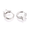 Brass Micro Pave Clear Cubic Zirconia Square Hoop Earrings EJEW-T048-44P-2