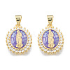 Brass Micro Pave Clear Cubic Zirconia Pendants KK-N227-92A-2