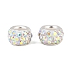 Polymer Clay Rhinestone European Large Hole Beads with Silver Color Plated Brass Cores X-FPDL-R002-15-4