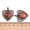 Synthetic Goldstone Peach Love Heart Pendants G-G158-01-17-3