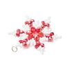 Glass Seed Beaded Snowflake Pendants PALLOY-MZ00890-03-4