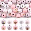 40Pcs 10 Colors Easter Theme Printed Wood Beads WOOD-FS0002-55B-1