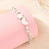 Moon Star Natural Shell and Nuggets Natural Glass Beaded Bracelets BJEW-JB14483-2