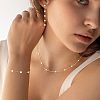 Brass with Plastic Pearl Round Beaded Necklaces & Stud Dangle Earrings & Bracelets Sets for Women FS-WG6BC39-01-2