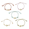 Ocean 304 Stainless Steel Link Adjustable Braided Polycotton Metallic Cord Slider Bracelets BJEW-JB14245-01-3