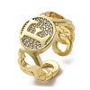 Brass Micro Pave Clear Cubic Zirconia Open Cuff Rings for Women RJEW-K289-02G-F-4