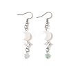 Star with Moon Natural Mixed Stone Dangle Earrings EJEW-JE06756-4