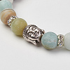 Natural Flower Amazonite Beads Stretch Bracelets X-BJEW-JB02812-04-3