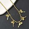Brass Key & Heart Pendant Bib Necklaces NJEW-G183-08G-2