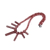 Natural Strawberry Quartz Round Beaded Fan Bib Necklaces NJEW-N064-04H-2
