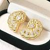 Rack Plating Shell Shape Brass Micro Pave Clear Cubic Zirconia Stud Earrings EJEW-H143-27G-1