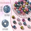 32Pcs 8 Colors Bohemian Style Printed Schima Wood Beads WOOD-YW0001-93-3