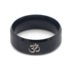 Ohm/Aum Yoga Theme Stainless Steel Plain Band Ring for Men Women CHAK-PW0001-003E-02-1