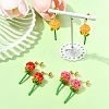 3Pairs 304 Stainless Steel Rose Glass Seed Beaded Dangle Stud Earrings EJEW-MZ00333-1