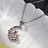 Brass Moon Fox Pendant Cable Chain Necklaces for Women LS-NJEW-C067-02P-3