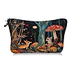 Deer in the Forest Print Polyester Cosmetic Zipper Pouches PW-WGF0A14-04-1