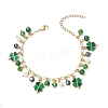 Saint Patrick's Day Glass Beaded Charm Bracelets BJEW-JB11183-1