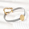 304 Stainless Steel Virgin Mary Bangles for Women BJEW-K295-01B-GP-3