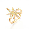 Brass Micro Pave Clear Cubic Zirconia Cuff Rings for Women KK-T074-07G-4