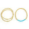 3 Pcs Birthstone Glass Imitation Quartz Brass Bead Bracelet KF1017-3-1