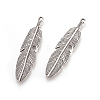 Tibetan Style Alloy Feather Big Pendants TIBEP-A12720-AS-RS-2