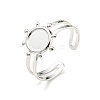 304 Stainless Steel Open Cuff Finger Ring Cabochon Settings STAS-T060-10S-3