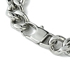 304 Stainless Steel Cuban Flat Round Link Chain Bracelets for Women Men BJEW-C063-08AS-3