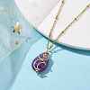 Natural Amethyst with Brass Pendant Necklaces NJEW-JN04679-02-2