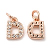 Brass Micro Pave Grade AAA Cubic Zirconia Charms ZIRC-P067-11RG-D-NR-2