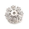 Flower Brass Micro Pave Clear Cubic Zirconia Bead Caps KK-H527-36P-1