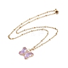 5Pcs 5 Color Glass Butterfly Pendant Necklaces Set with 304 Stainless Steel Satellite Chains for Women NJEW-JN04146-2