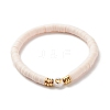 Handmade Polymer Clay Heishi Beads Stretch Bracelets Set with Heart Pattern Beads for Women BJEW-JB07449-14