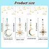 FIBLOOM 2 Sets 2 Styles Colorful Rhinestone Moon & Star Asymmetrical Earrings EJEW-FI0001-22-2