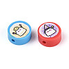 Printed Handmade Polymer Clay Beads CLAY-T022-12J-2