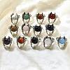 Natural & Synthetic Mixed Gemstone Wings Adjustable Rings RJEW-K241-04AS-1