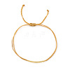 Adjustable Brass Curved Tube Woven Cord Braided Bead Bracelets WG4426-6-1