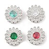 Brass Micro Pave Cubic Zirconia Slide Charms ZIRC-I068-12P-1