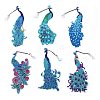 6 Styles Peacock DIY Bookmark Diamond Painting Kits PW-WGCA83A-01-1