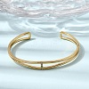 304 Stainless Steel Micro Pave Cubic Zirconia Double Layer Cuff Bangle for Women BJEW-K303-01G-1