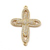 Eco-Friendly Rack Plating Brass Micro Pave Clear Cubic Zirconia Connector Charms KK-F847-04G-1