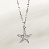 Ocean Summer Brass Pave Clear Cubic Zirconia Pendant Necklaces FS-WG82AA1-15-1
