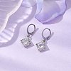 Rhombus Clear Cubic Zirconia with 304 Stainless Steel Hoop Earrings for Women EJEW-JE05992-2