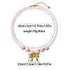 Summer Beach 304 Stainless Steel Pendant Plastic Round Beaded Necklaces for Women WGF027E-02-2