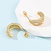 Brass Micro Pave Clear Cubic Zirconia C-Shaped with Oval Stud Earrings EJEW-B153-17G-01-3