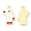 Light Gold Plated Alloy Enamel Pendants ENAM-R136-25-2