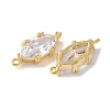 Brass Clear Cubic Zirconia Horse Eye Connector Charms KK-Q031-25G-2