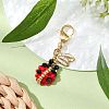 Ladybird Glass Seed Beaded Pendant Decorations HJEW-MZ00138-2