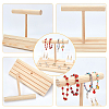 Wooden T-Bar Jewelry Display Stands with 4-Slot Slant Back Organizer Holder Tray ODIS-WH0030-30-4